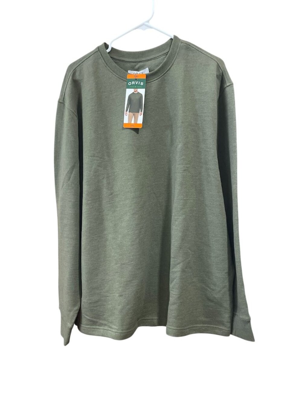 Men's Long Sleeve Crew, Orvis,XXL,Green, NWT